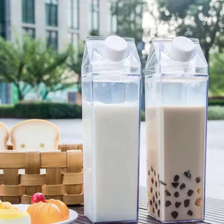 Garrafa De Água Suco em Formato Caixa Leite Transparente Portátil estilo Pack 1000ml