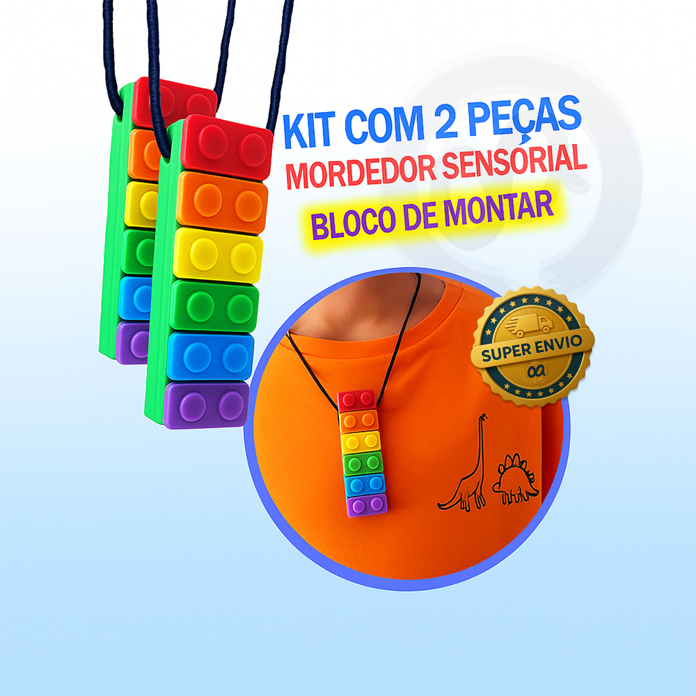 Kit 2 Colares Mordedor Sensorial de Silicone – Bloco de Montar | TEA ...