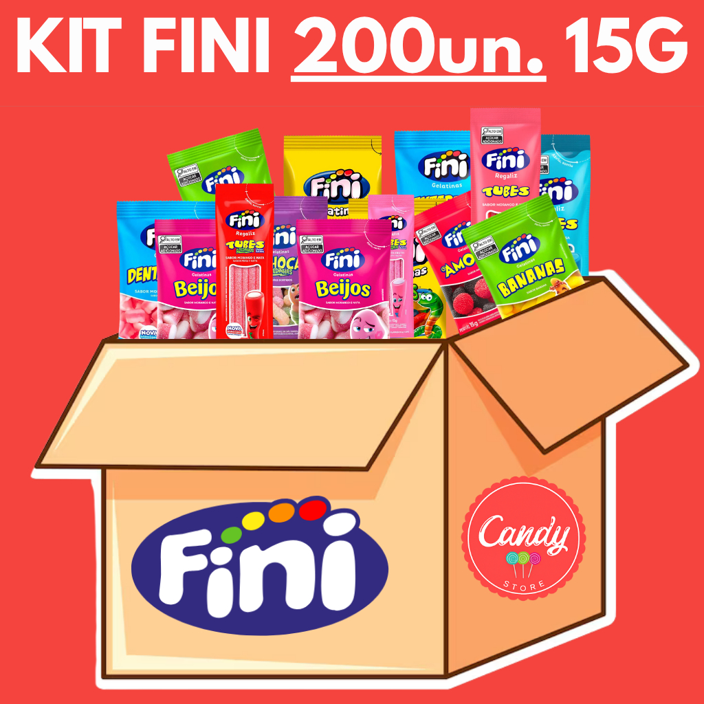Kit com 200 Pacotes Bala Fini Sabores Variados e Kit com 200 Pacotes ...