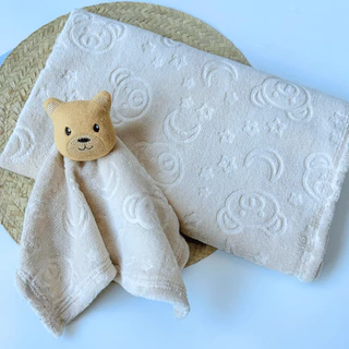 Kit 2 Peças Naninha + Manta Outono Inverno Menina Menino Alto Relevo Toque Macio