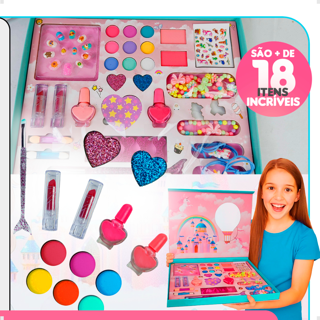 Kit Maquiagem Infantil Completa Criança Linda Perfeita Com Estojo e ...