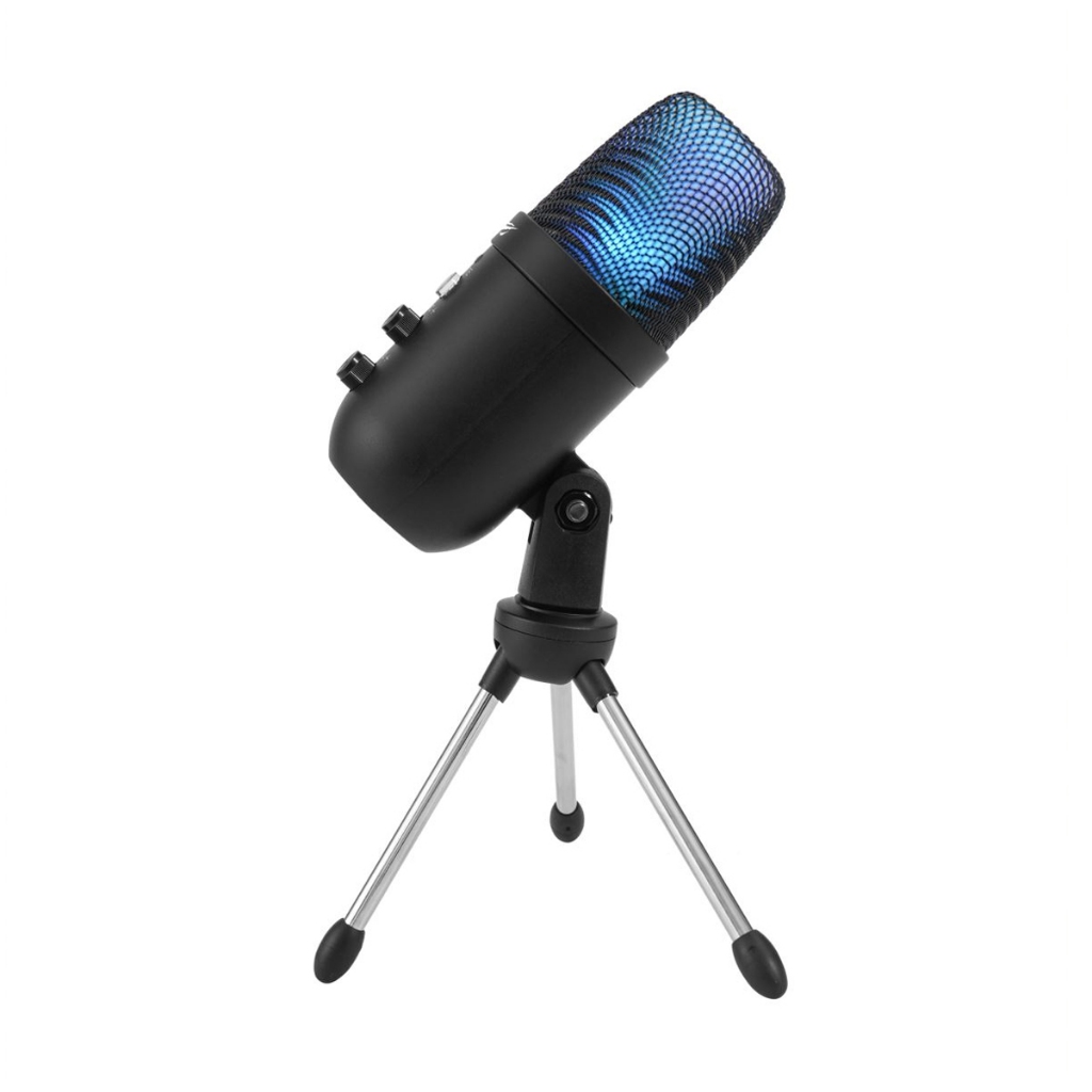 Microfone Gamer USB de Mesa Havit GK51 RGB Cardioide Preto