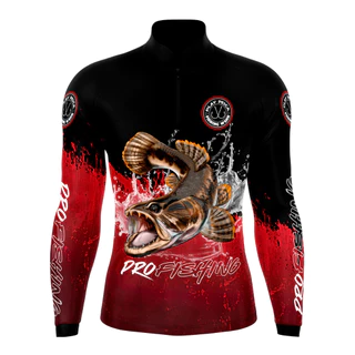 Camisa Camiseta Blusa de Pesca com Proteção Solar Uc50+ Play Pesca Traíra Vermelha