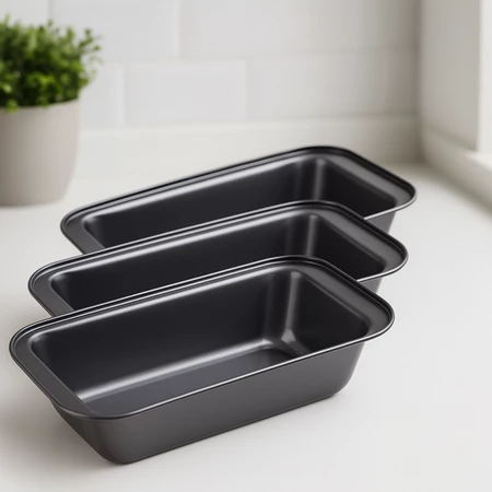 Kit 1/2/3/5 Formas de Pão Antiaderente Aço Carbono Assadeira Retangular para Bolos e Tortas