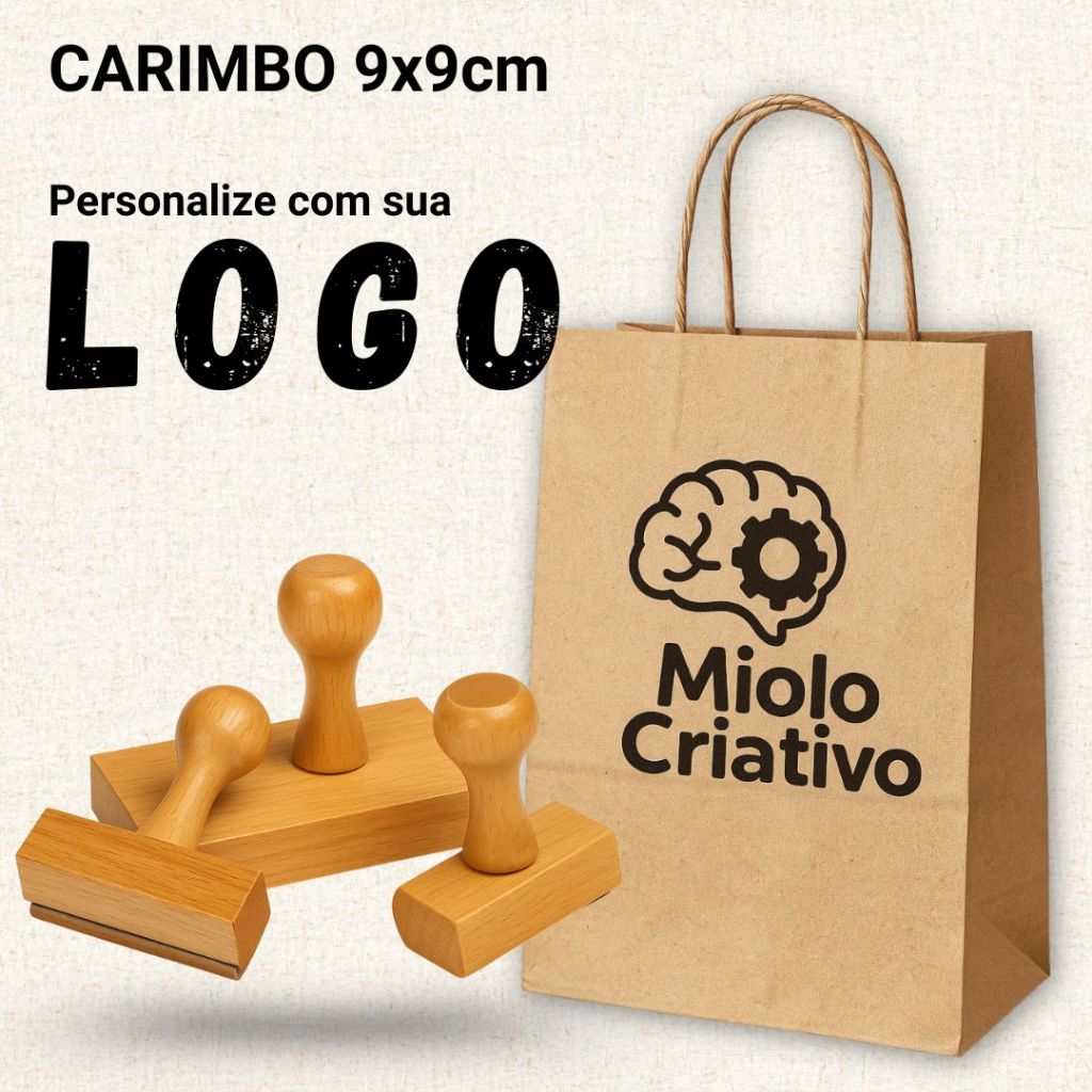 Carimbo Personalizado 9x9cm com Logo + Almofada (kit)