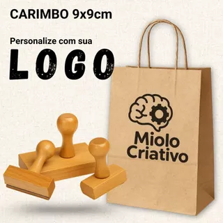 Carimbo Personalizado 9x9cm com Logo + Almofada (kit)