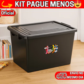 2 Caixas Com Tampa Para Organizar Objetos Tamanho Grande 56l em Oferta na Shopee