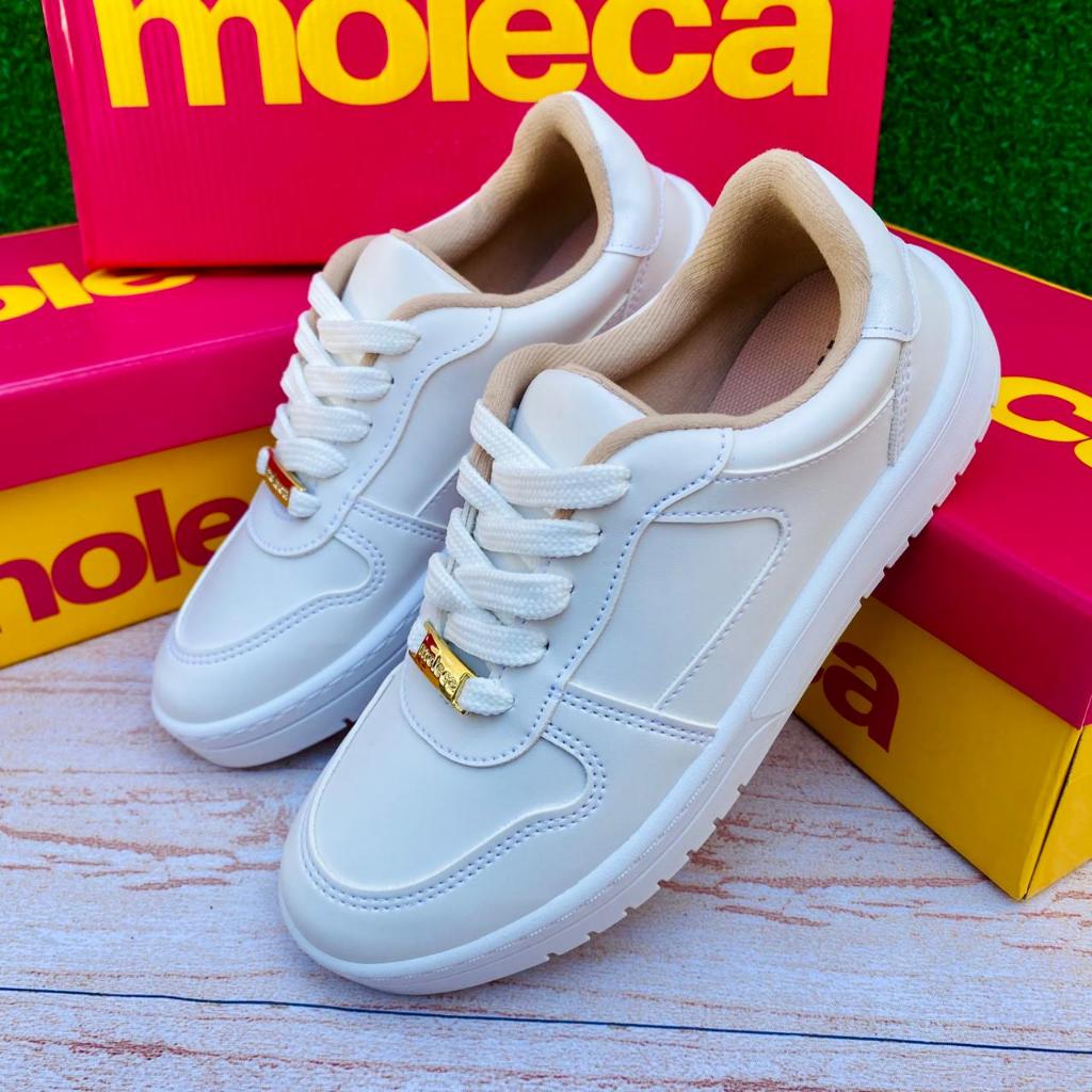 Tênis Sapato Feminino Moleca Costura Casual Moda Confortável Couro