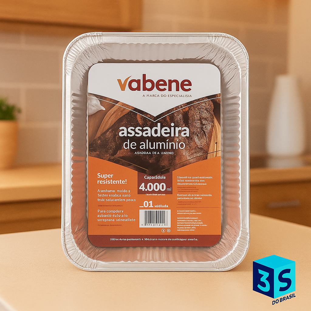Assadeira De aluminio Retangular 4000ML S/Tampa Vabene