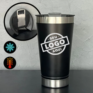 Kit 3 4 5 7 10 Copo Térmico Personalizado 473ml – Brinde com Tampa e Abridor | Nome Time Logo Evento