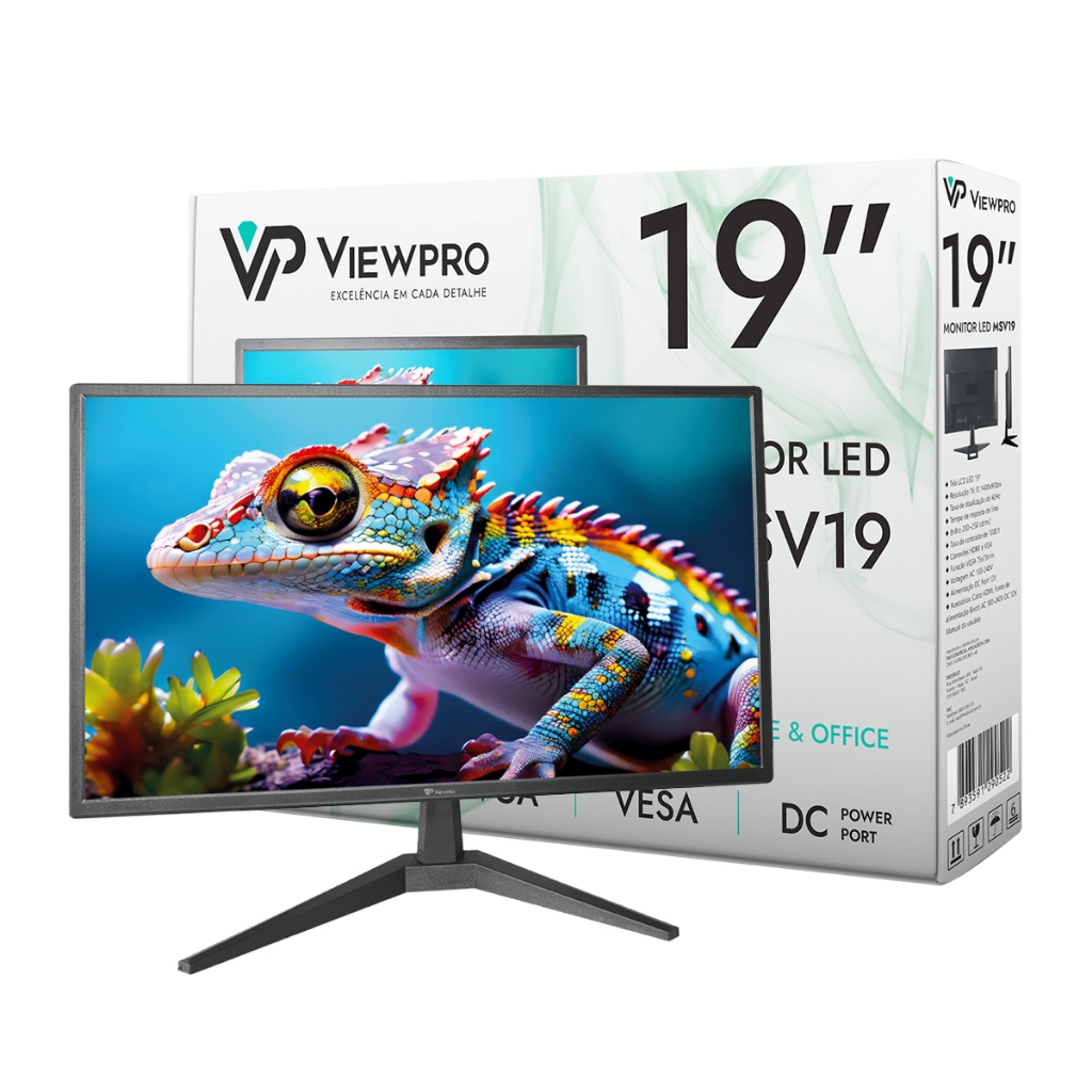 Monitor Viewpro 19'' Led Com Hdmi Vga Vesa 60Hz 100v/240v Cor Preto 127 ...