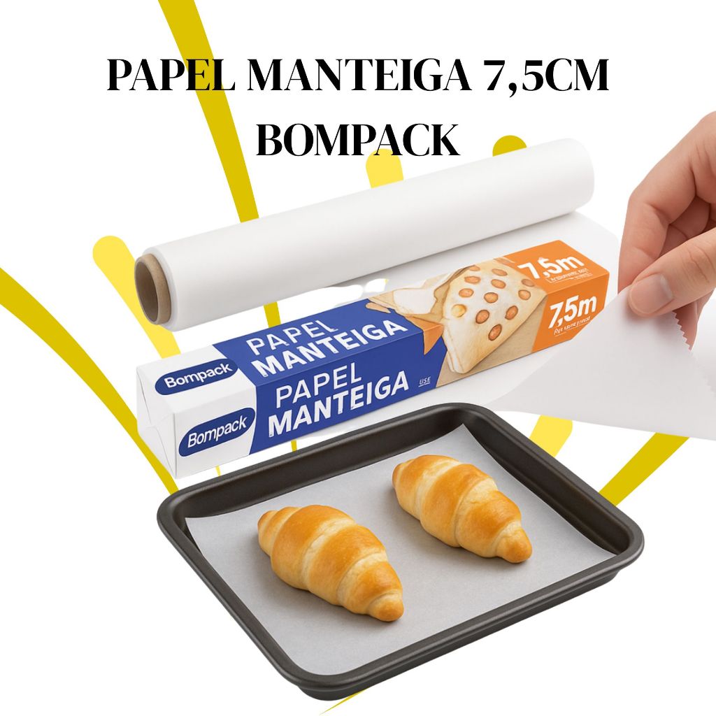 2 ROLOS DE PAPEL MANTEIGA BOMPACK IDEAL PARA ASSAR E FORRAR ALIMENTOS ...