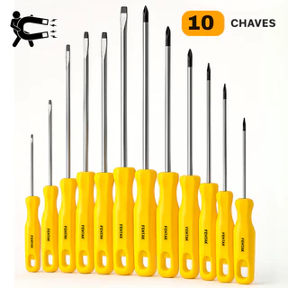 Jogo Com 10 Chave de Fenda e Phillips Profissional Kit Imantada Magnética Imã Fertak - Lotus em Oferta na Shopee
