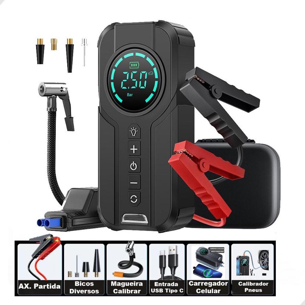 Auxiliar De Partida Portátil Compressor Calibrador Bomba de Ar | Shopee ...