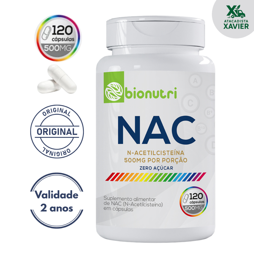 NAC 500mg Bionutri Antioxidante Apoio ao Fígado e Imunidade 120 ...