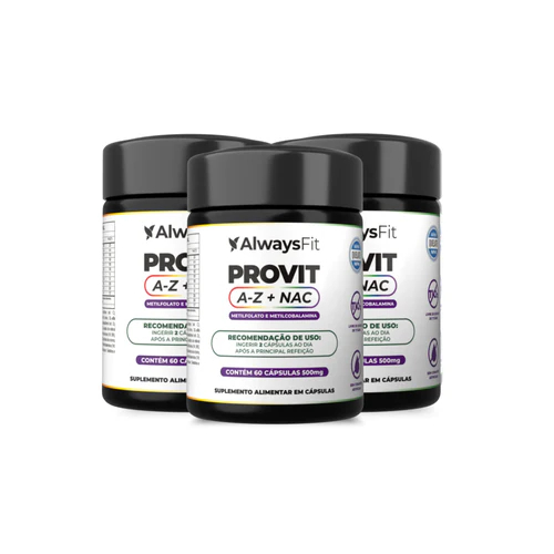Kit 3x ProVit A-Z + NAC AlwaysFit | Multivitamínico Fórmula Metilada + Minerais Quelados + NAC | 180 Cápsulas