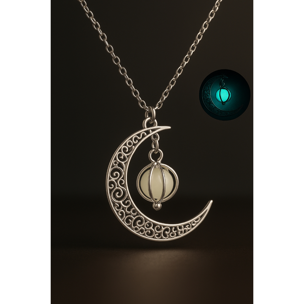 Colar de Lua Mística com Pedra que Brilha no Escuro | Shopee Brasil