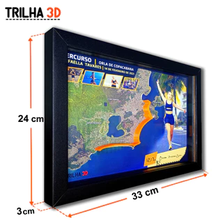 Quadro Percurso Personalizado em Alto-Relevo – Corrida, Maratona ou Pedal