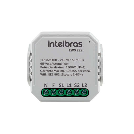 Minicontrolador smart Wi-Fi com entrada para 2 interruptores EWS 222