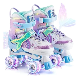 Patins De 4 Rodas Infantil Roxo Sereia Com Led Ajustavel Meninas Black Friday em Oferta na Shopee