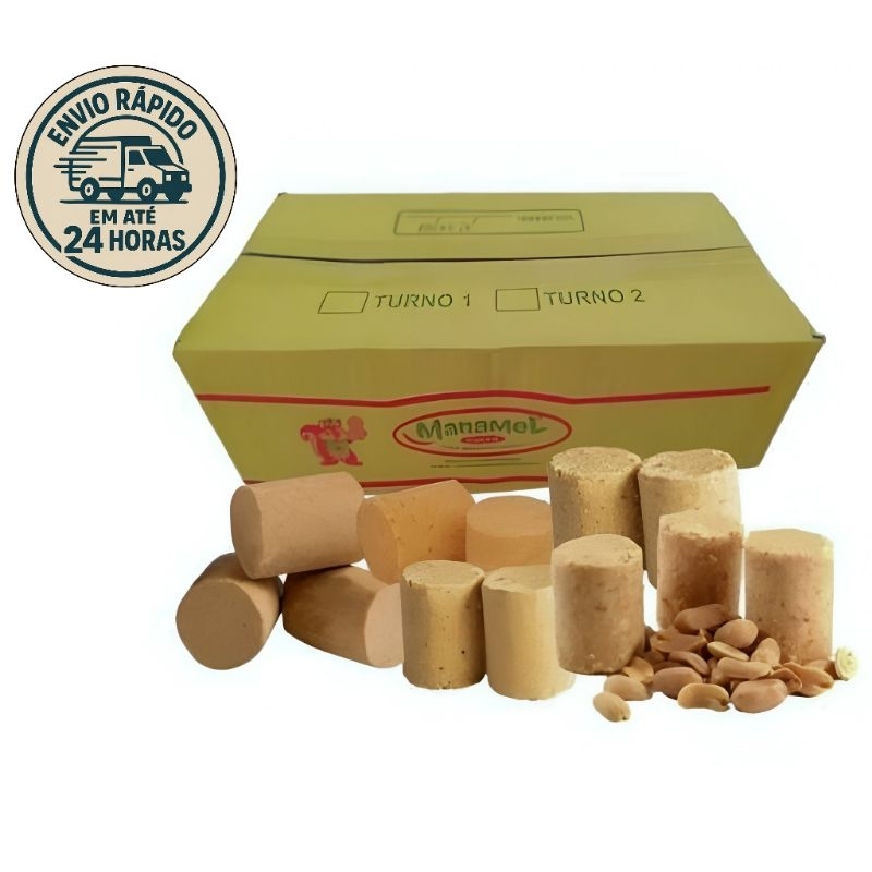 Paçoca rolha embrulhada caixa 100 unidades 2kg paçoquinhas rolhinha ...