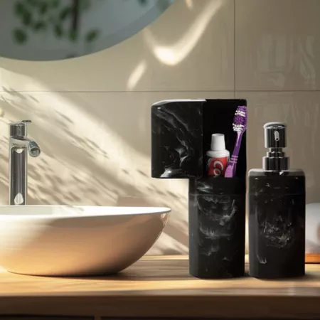 Kit Banheiro Porta Escovas e Porta Sabonete Líquido