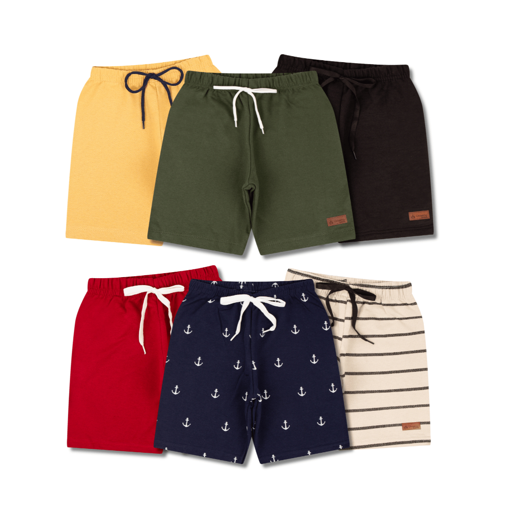 Kit 6 Bermudas Bebe Menino Moletinho Algodão Ou Kit 4 Bermudas Bebe Menino Casual Basica