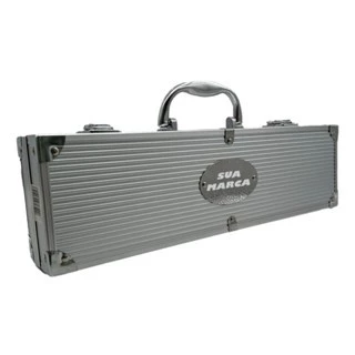 Kit para Churrasco Premium 4 Peças com Estojo Inox Personalizado