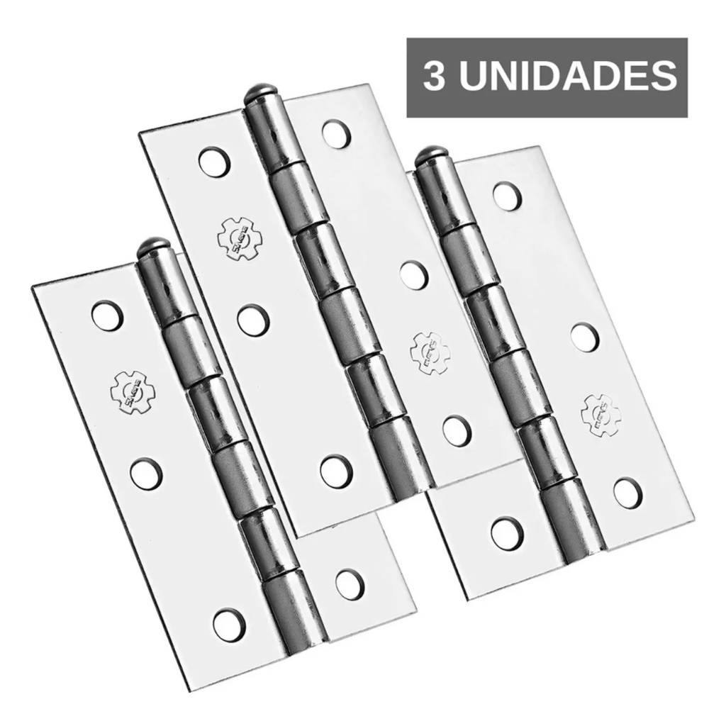 3 Unidades Dobradiça Zincada 850 Silvana | Shopee Brasil