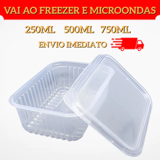Kit 24 Pote Marmita Microondas Freezer Fitness Vasilha de Plástico Com Tampa Armazenamento Alimento