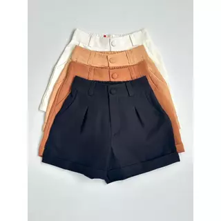 Jemmy moda short alfaiataria com detalhes de elástico na atrás