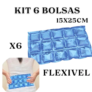 Conjunto 6 Bolsas De Gelo 25x15cm Artificial  Flexivel Com 15 Cubos Para Compressa Térmica Reutilizável em Oferta na Shopee