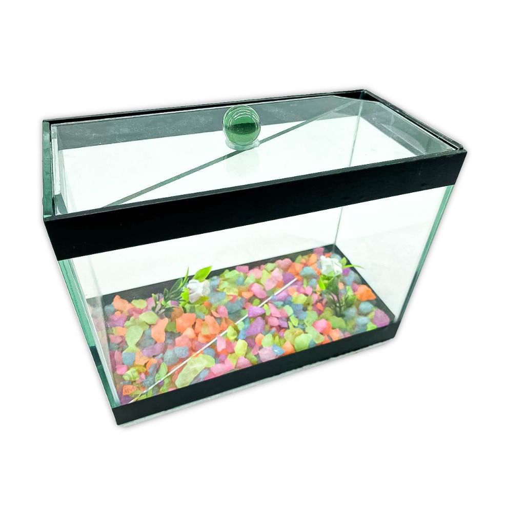 Aquário duplo invisível retangular 20x10x15 cm 2,8 l 2 betta