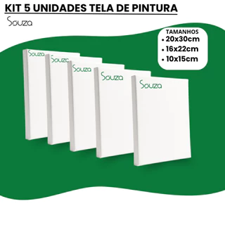 Kit 5 Tela Para Pintura Branca Souza Profissional ou Artístico Premium Alta Qualidade Escola