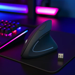 Mouse Vertical Ergonômico 2.4GHz Mouse Óptico Sem Fio 6 Botões
