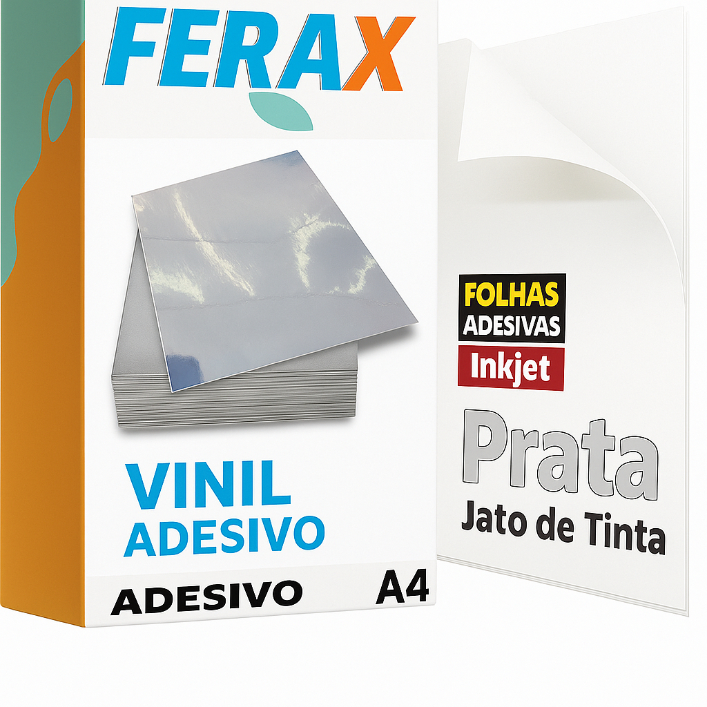 Vinil Adesivo Prata Ferax - Folhas papel vinil A4 Impressora Jato de ...