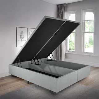 Base Box Baú Queen 158x198 Courino Linho Cinza em Oferta na Shopee