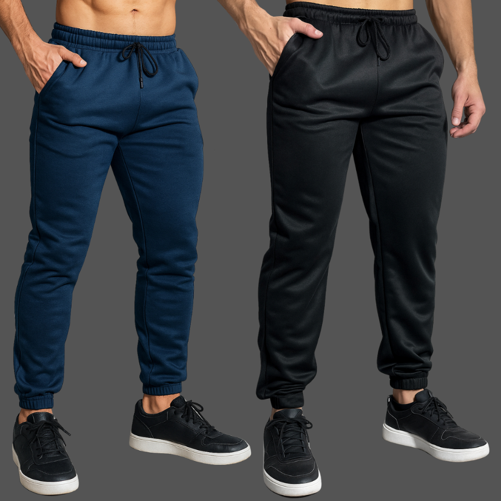 Kit C/2 Calça Moletom Masculina Academia Flanelada Jogger | Shopee Brasil
