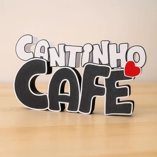 Plaquinha Cantinho do Café 3D ❤️ | Decoração para Cozinha e Estante | Impressão 3D Personalizada