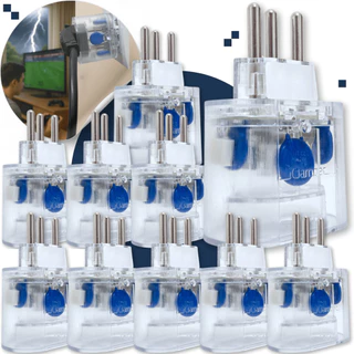 Kit 10 Dps iClamper Pocket 3 Pinos 10A Protetor Tomada Contra Surtos Raios Picos Quedas Oscilações