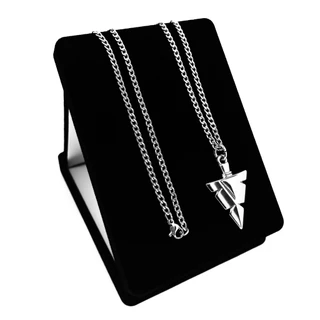 Colar Masculino de Corrente em Aço Inoxidável Prata Pingente Flecha Cordão Longo 70cm
