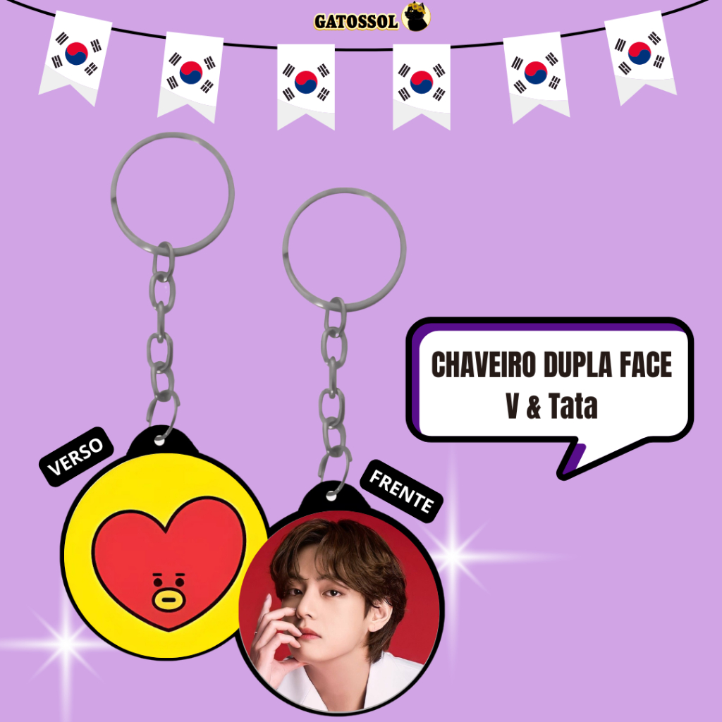 Chaveiro BTS e BT21 - J-Hope, Suga, V, RM, JK, Jin, Jimin