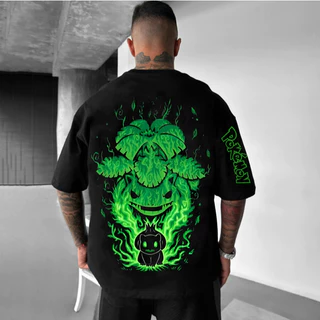 Camisa camiseta basica e oversized Bulbasaur anime japones pokemon em algodao unissex