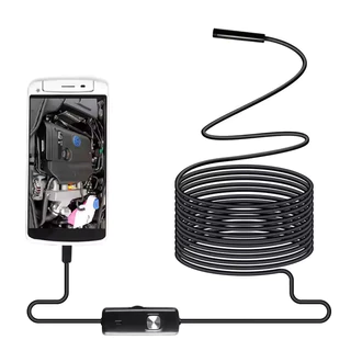 Kit Mini Câmera Ajustável, endoscópio mini para Celular, Tablet e Computado, Impermeável, 1 Metro, flexível, 640x480