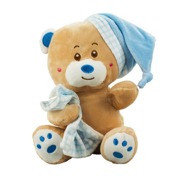 Urso Sentado Chapéu Dormir Azul ou Rosa 20cm - Pelúcia Fofy Toys ...