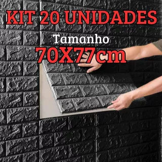 Kit 20 Placas 3D Tijolinho Preto 70x77cm Auto Adesivo Espuma Revestimento de Parede em Oferta na Shopee