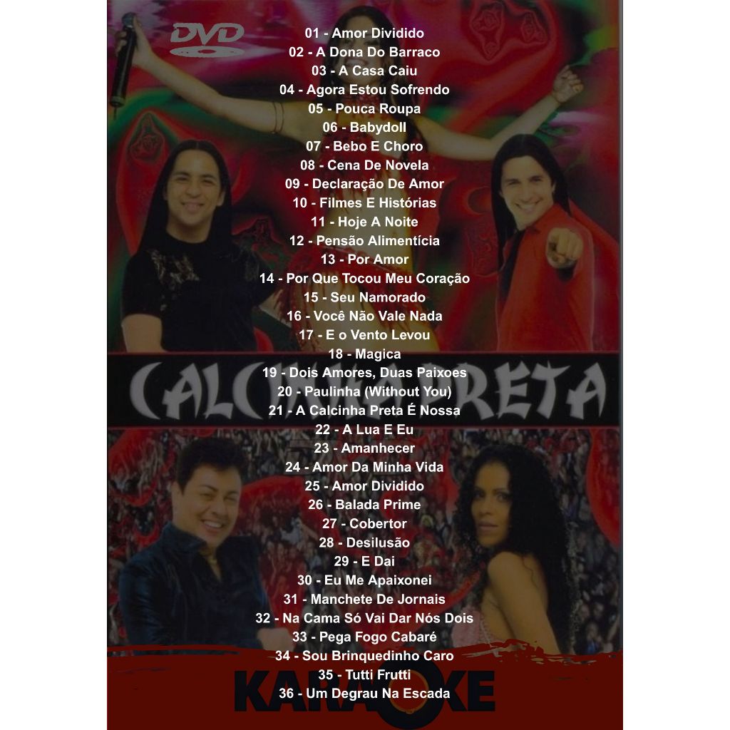 DVD KARAOKE - CALCINHA PRETA - 36 MUSICAS REF 105 | Shopee Brasil
