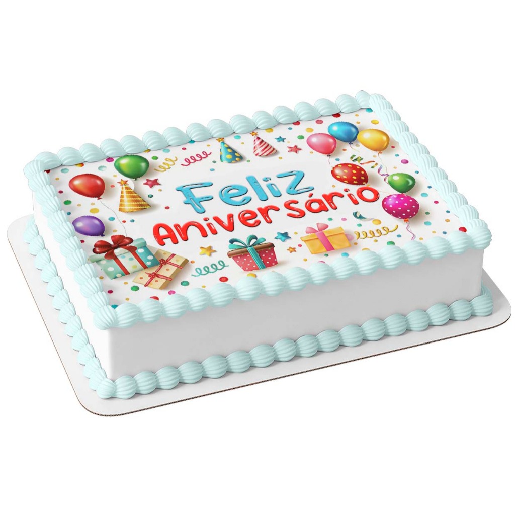 papel arroz comestível feliz aniversário 20 x 30 cm