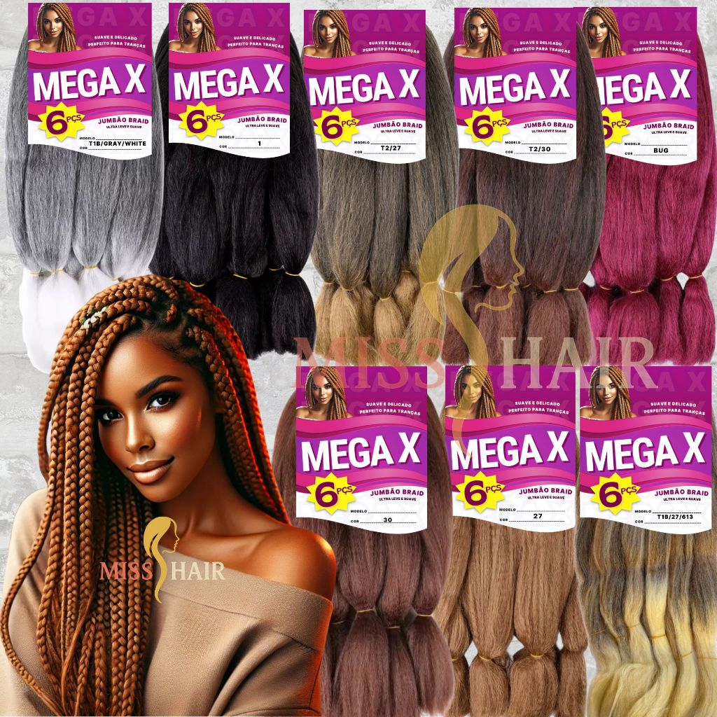 Cabelo Super Jumbo MEGA X 400 gramas - Cor T1B/613 | Shopee Brasil