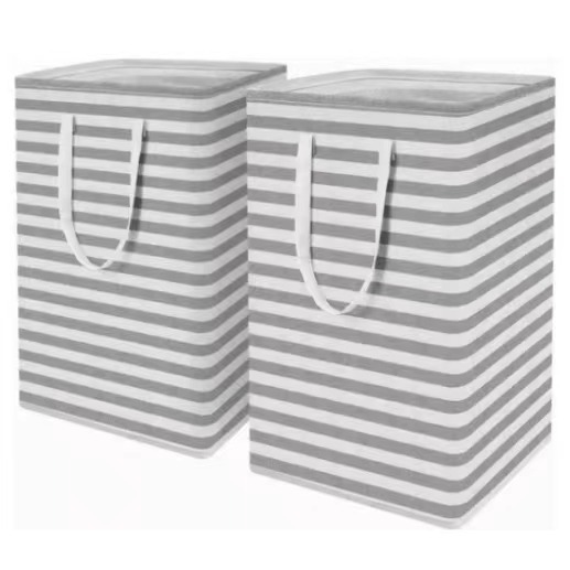 Imagem do produto Cesto De Roupa Grande Saco Dobrável Para Roupa Suja 75L Branco e Cinza